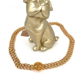 Chanel Vintage Double Layer Belt with CC Sunburst Medallion 31" CoA Authentic